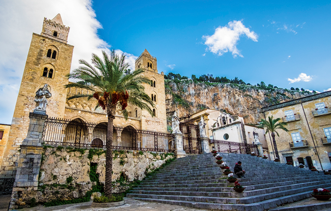 Cefalù harbour and cathedral